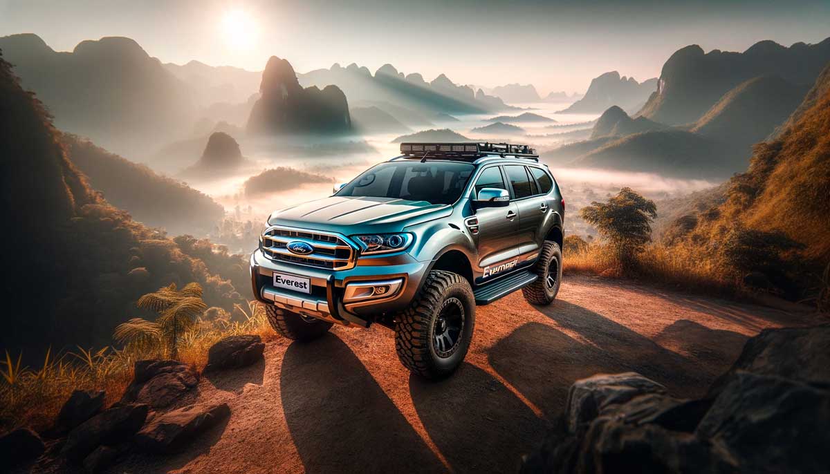 Ford Everest ready to explore with a rooftop tent and car awning
