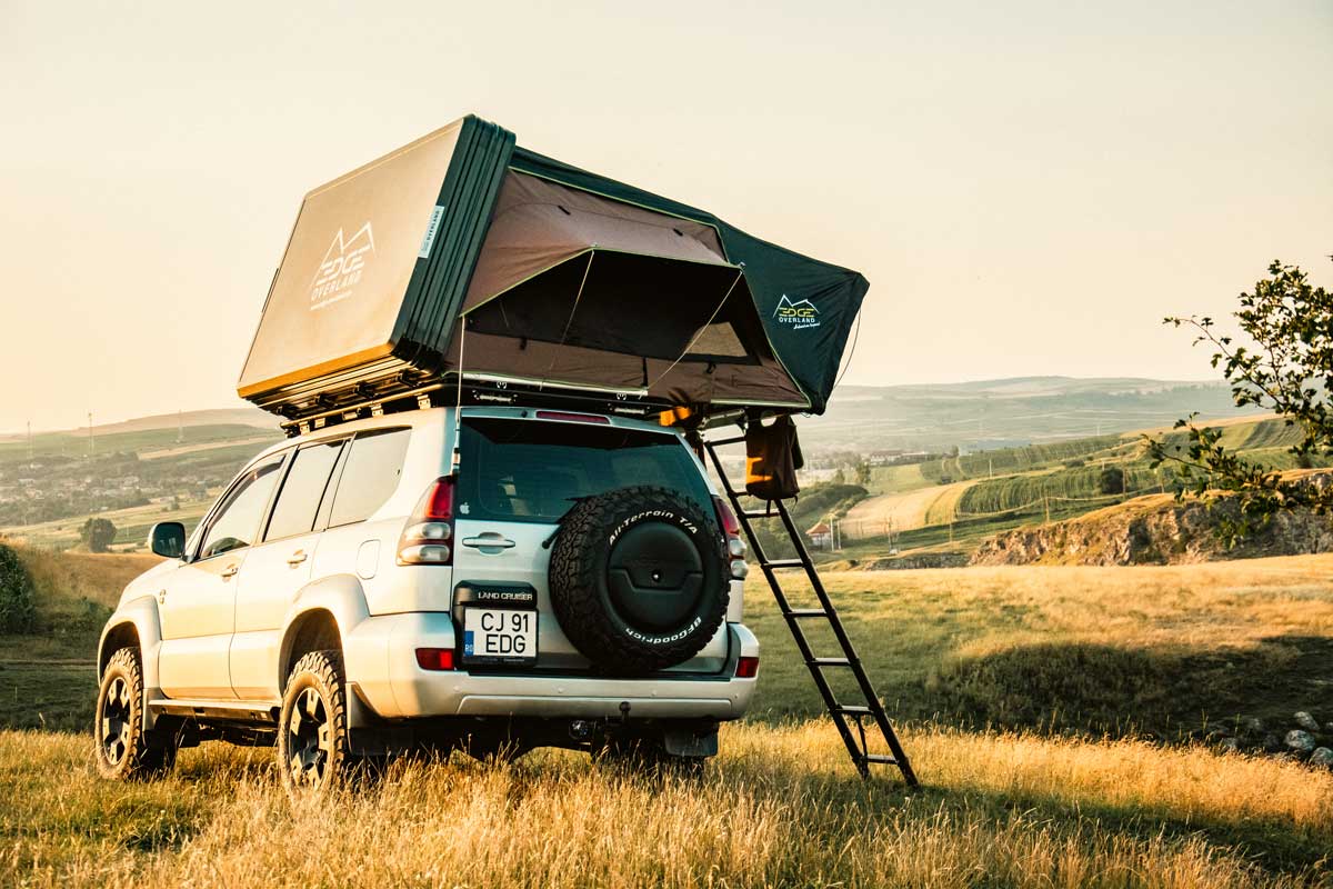 EDGE Overland Horizon One Car Tent overland camping on a hill side
