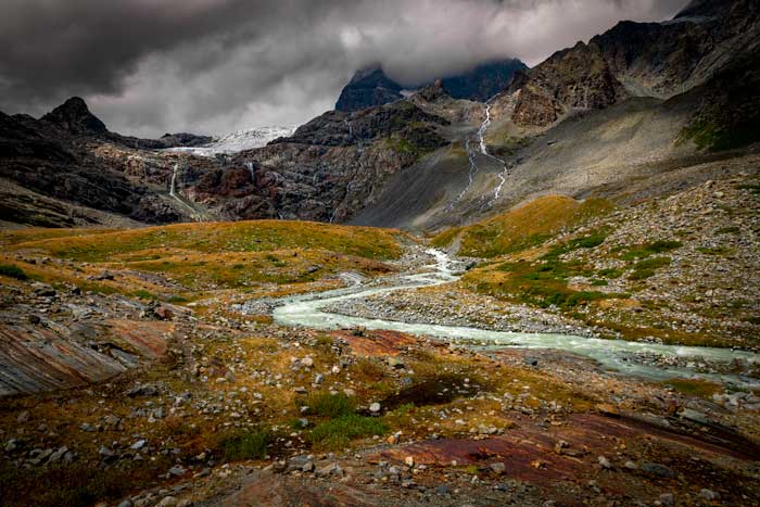Overlanding in Europe at Fellaria glacier