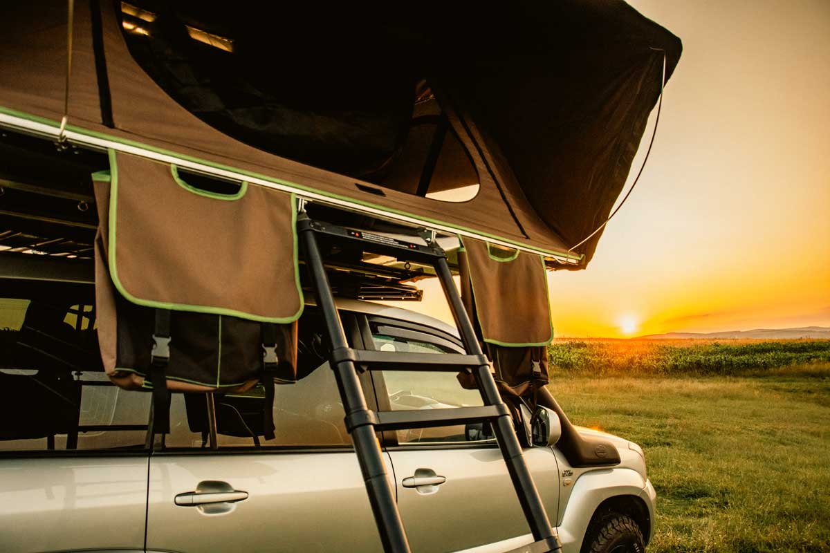 Horizon One rooftop tent at sunset