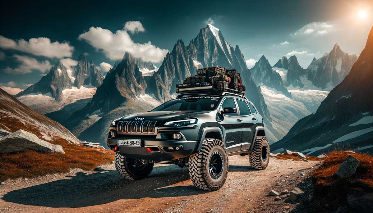 Hardshell rooftop tent and car awning on a Jeep Cherokee