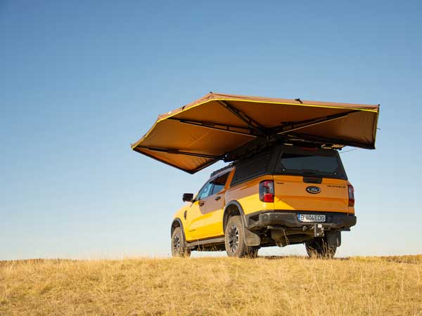 270 degree EDGE Overland freestanding awning open in the sun