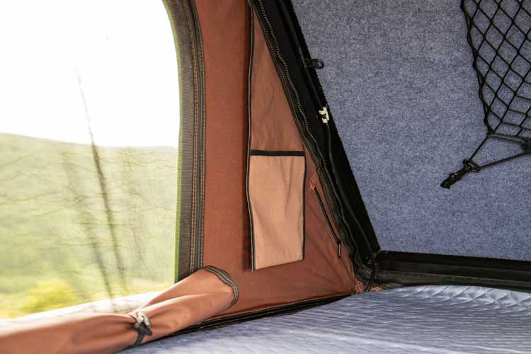Rooftop tent interior pockets
