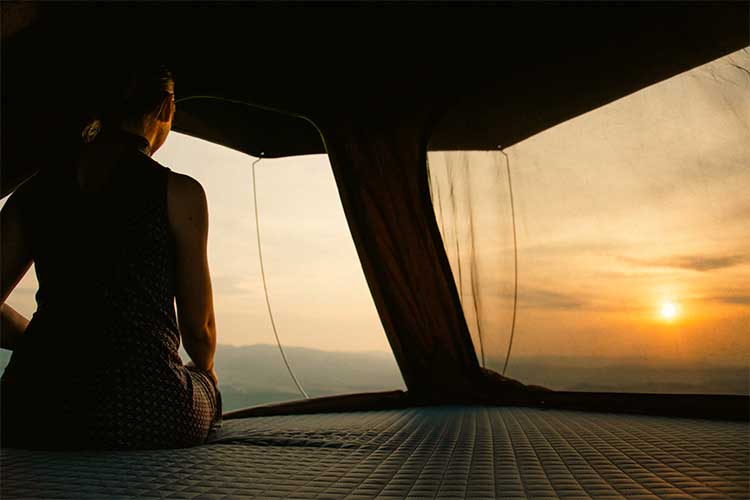 Looking out from the rooftop tent