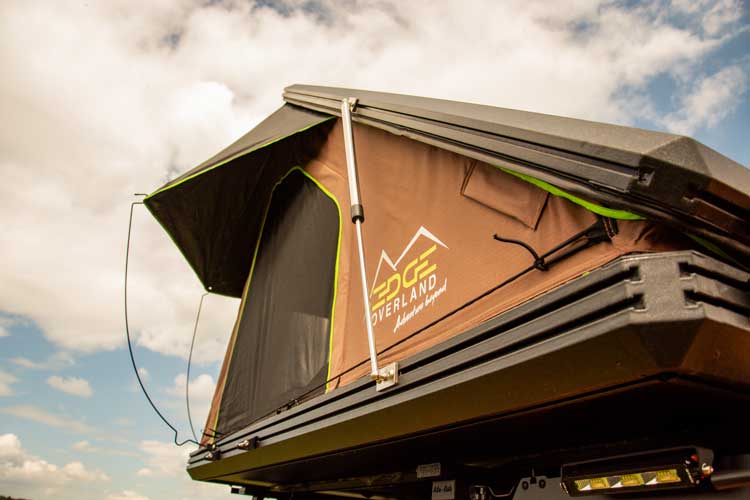 Rooftop tent back side view