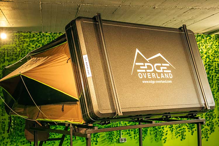 Roof bars mounted on an open Horizon One Rooftop Tent