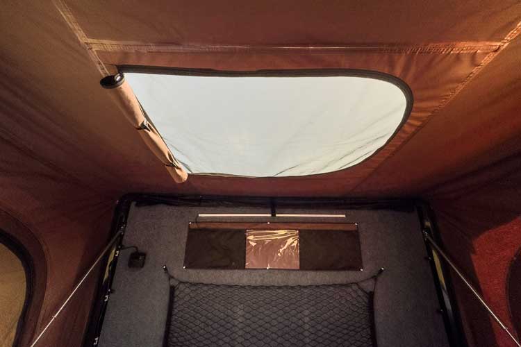 Scenic mattress view of the rooftop tent