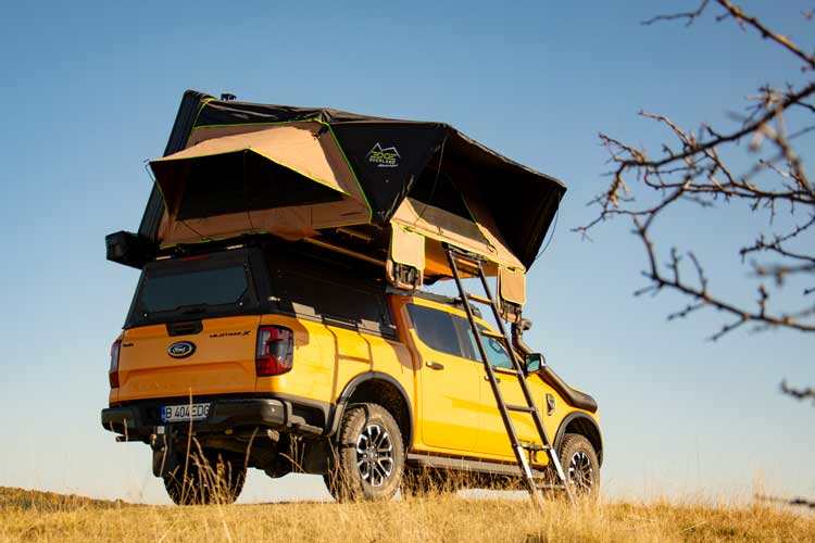 Horizon One car rooftop tent left side view