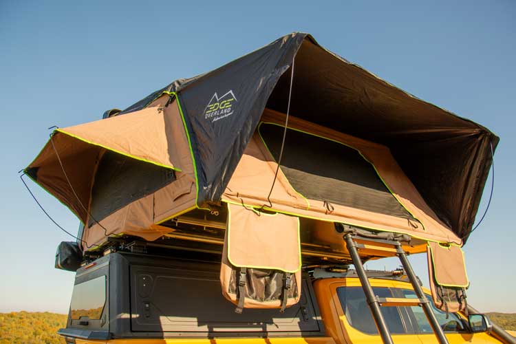 Back right side view of the Horizon One car roof top tent