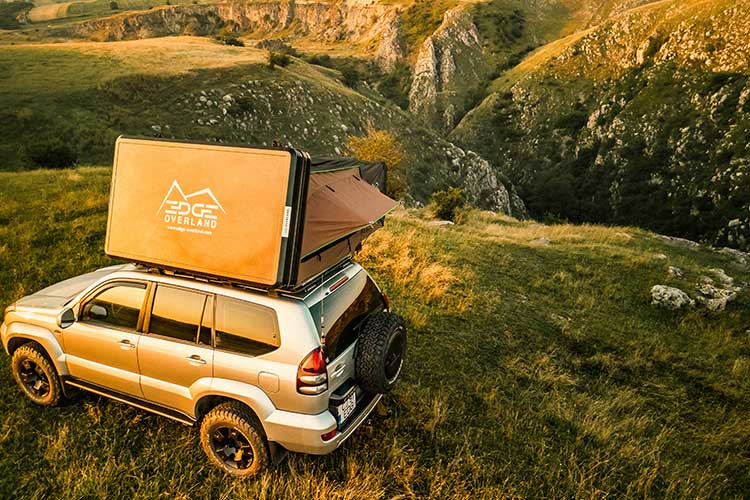 Top back view of rooftop tent