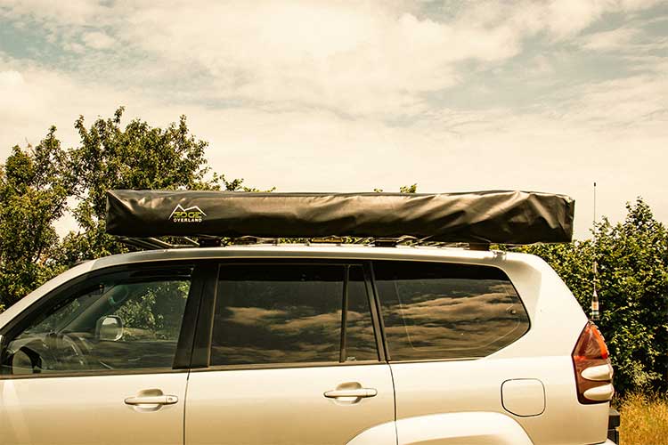 Freestanding awning closed bag side