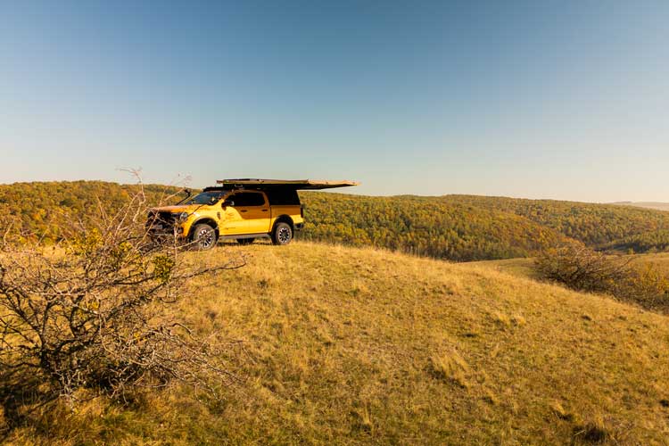 A side perspective of the 270 car awning by EDGE Overland