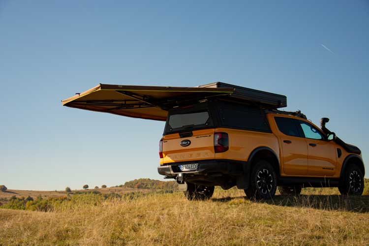 Freestanding awning front far view