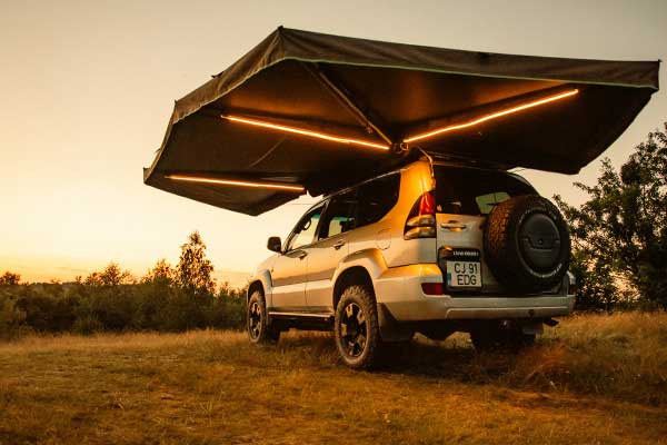 Illuminate your campsite effortlessly with integrated LEDs