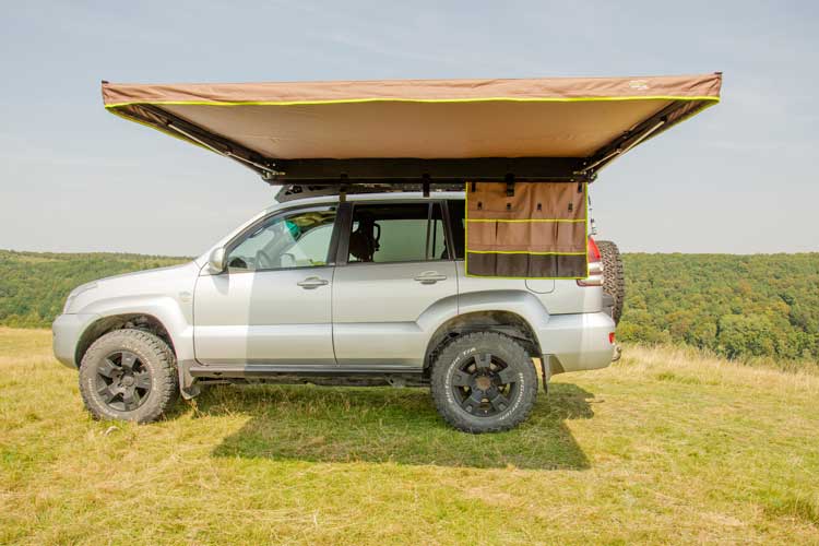 The organiser pockets installed on the Shelter Max awning.