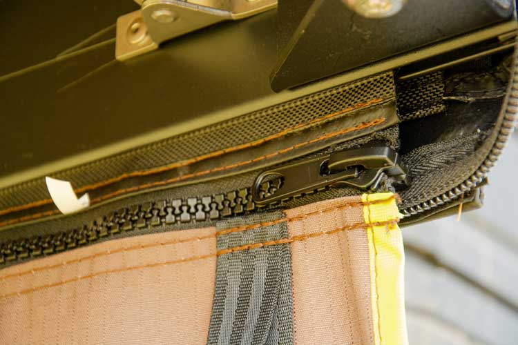 Connection zipper used to connect the organiser pockets to the Shelter Max awning.