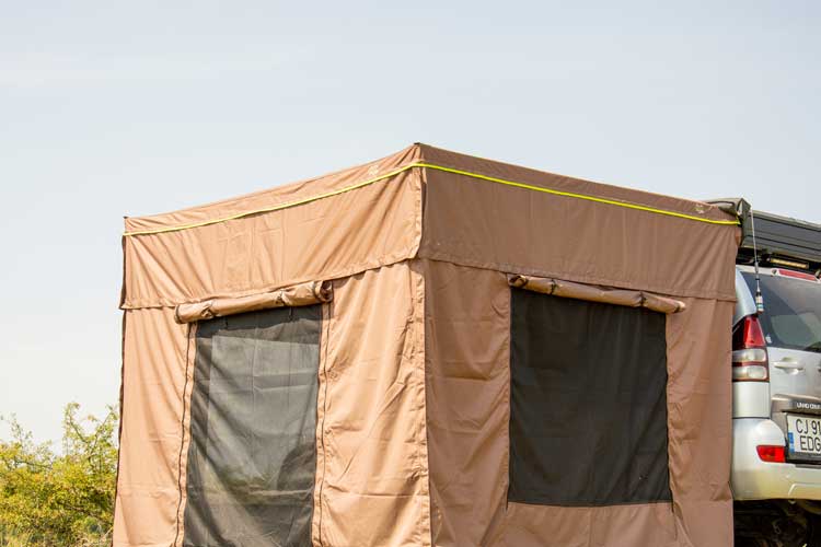 Right hand side view of the extensions for the Shelter Max awning sidewalls.