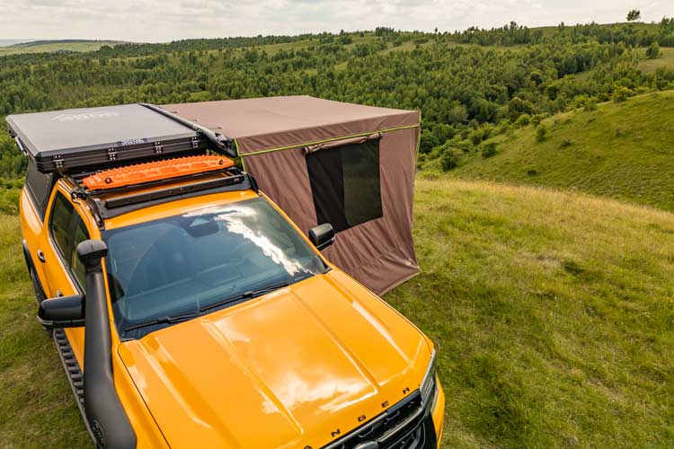 Vista aerea delle pareti laterali del tendalino per auto Shelter Max