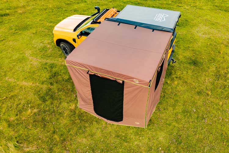 Pareti laterali per il tendalino per auto Shelter Max viste dall'alto