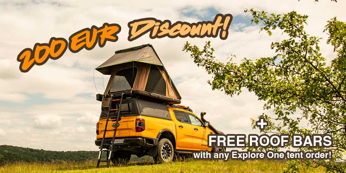 200 EUR Discount + receive a pair of FREE ROOF BARS with any Explore One tent order!