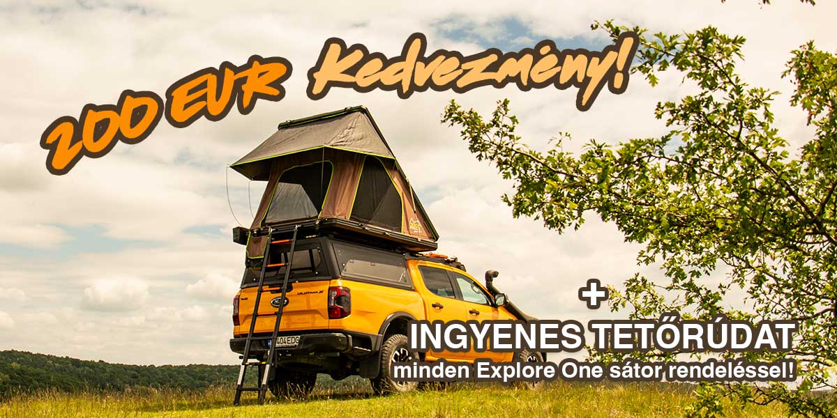 200 EUR Kedvezmény + kapj egy pár INGYENES TETŐCSOMAGTARTÓT bármilyen Explore One sátor rendelés mellé!