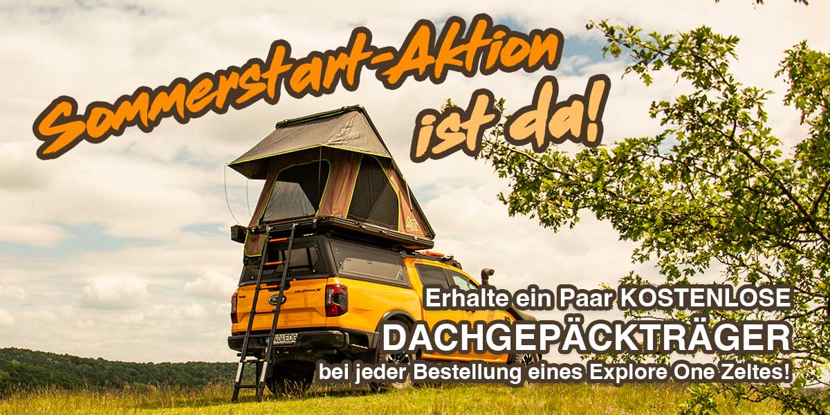 Erhalte ein Paar KOSTENLOSE DACHGEPÄCKTRÄGER bei jeder Bestellung eines Explore One Zeltes!