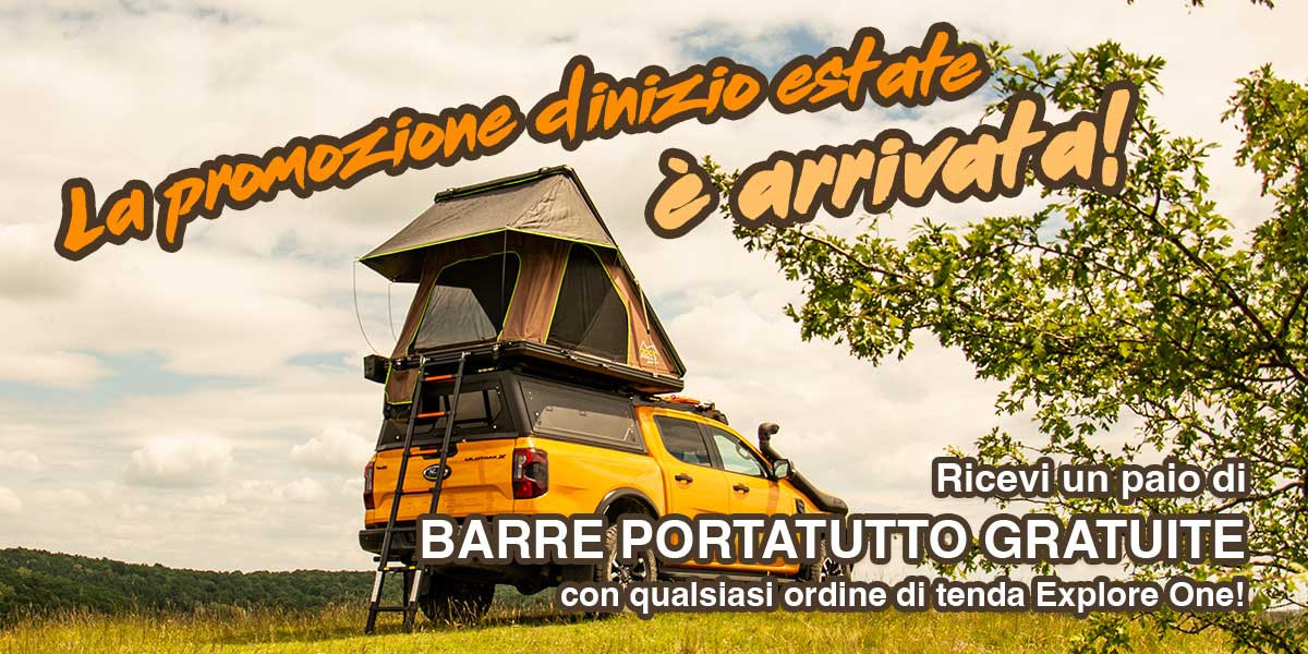 Ricevi un paio di BARRE PORTATUTTO GRATUITE con qualsiasi ordine di tenda Explore One!